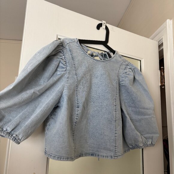 Puff Sleeve Denim Top by Divided H+M - Picture 3 of 7